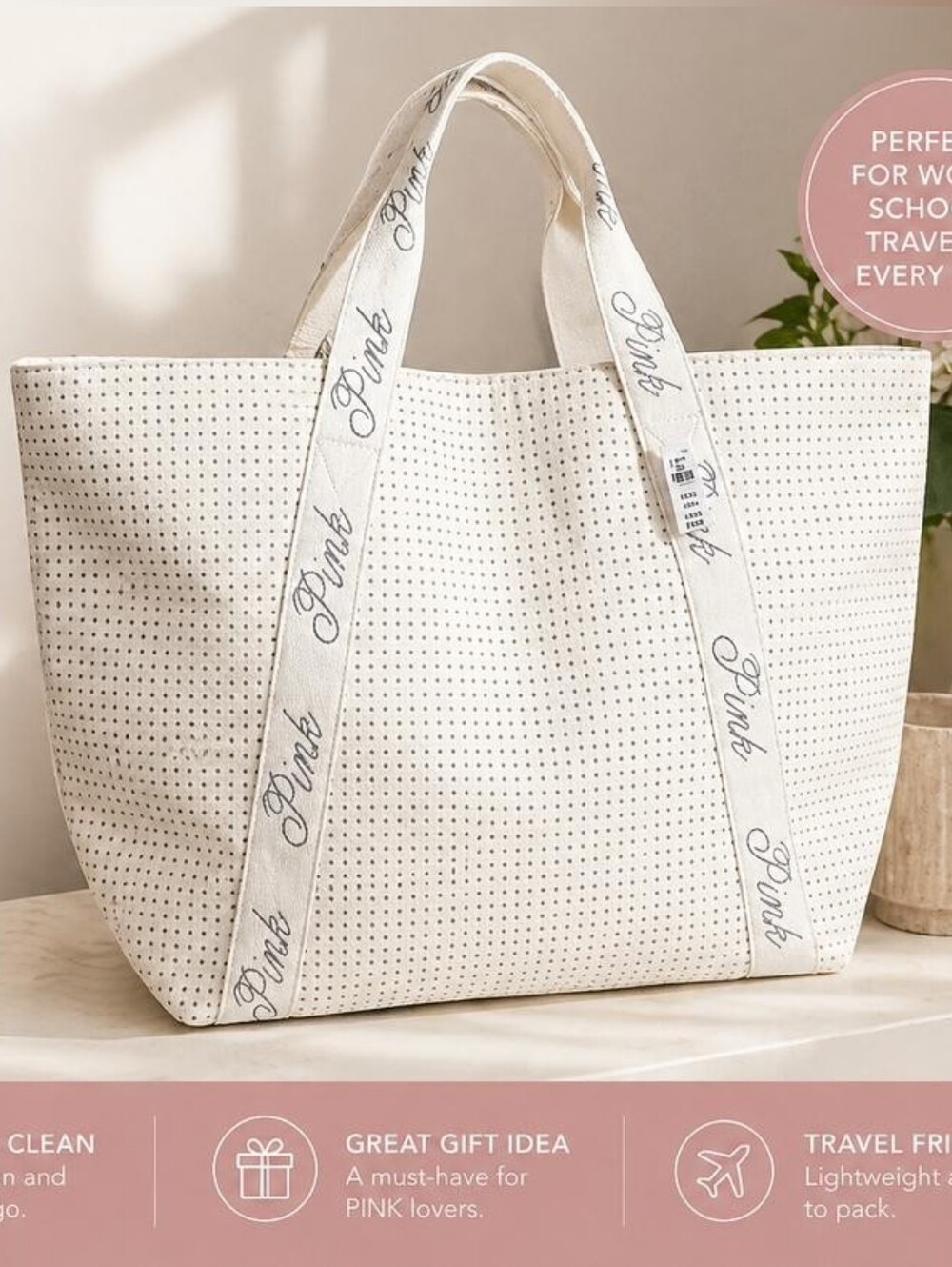 PINK Victoria's Secret Cream BLING Tote Bag